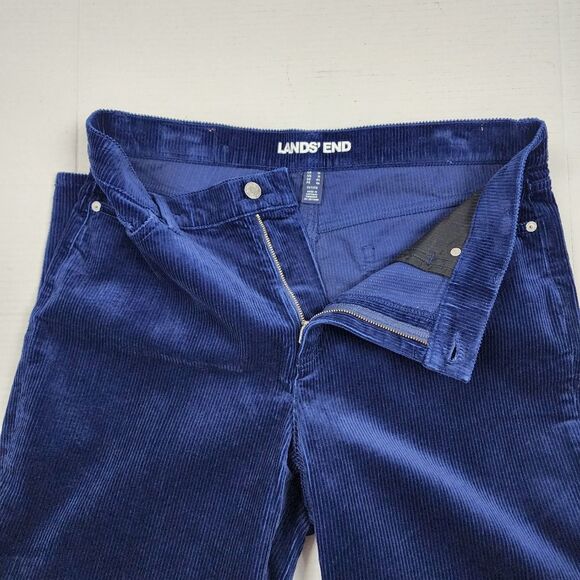 Lands End Blue Corduroy Pants Stretchy High Rise Women Size 14 P - Picture 4 of 16